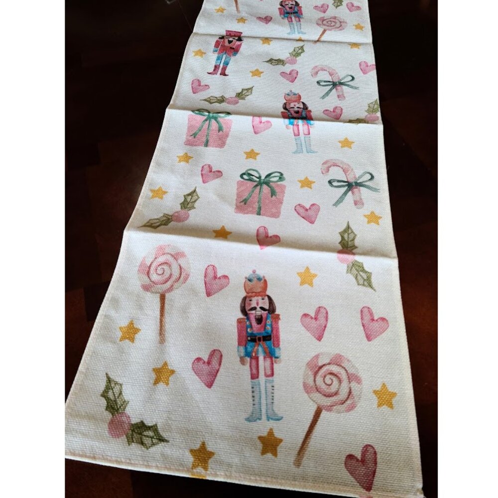 Nutcracker Table Runner Xmas Party Christmas Decor Holiday Decorative Cloth 72"
